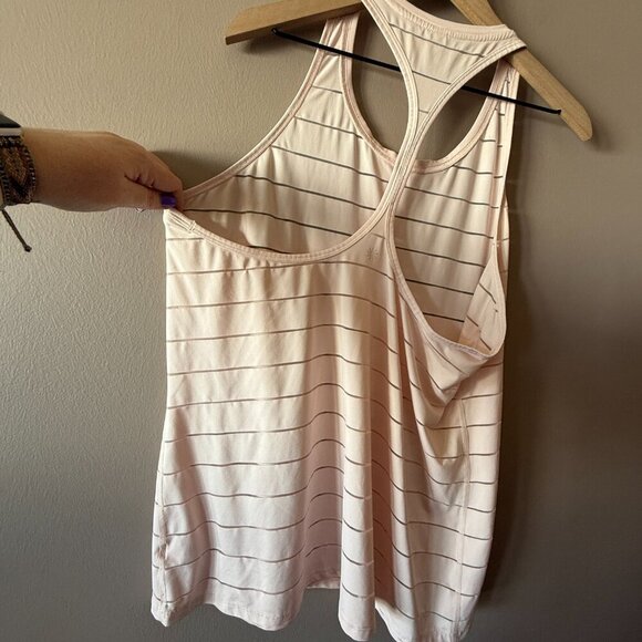 Women's XL Athleta Stripe Mesh Chi Tank Light Pink Racer Back - Picture 5 of 9
